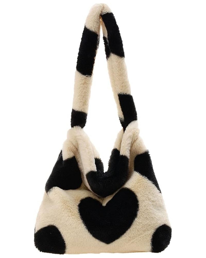 Shoulr Bags for Women P Tote Unrarm Bags t Fluffy Casl Shoulr s 02-black Heart $12.18 Totes