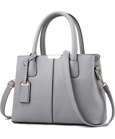 Women Handbag PU Leather Top Handle Handbag Simple Style Office Bag Shoulder Bag with Long Shoulder Strap-White Gray $41.22 T...