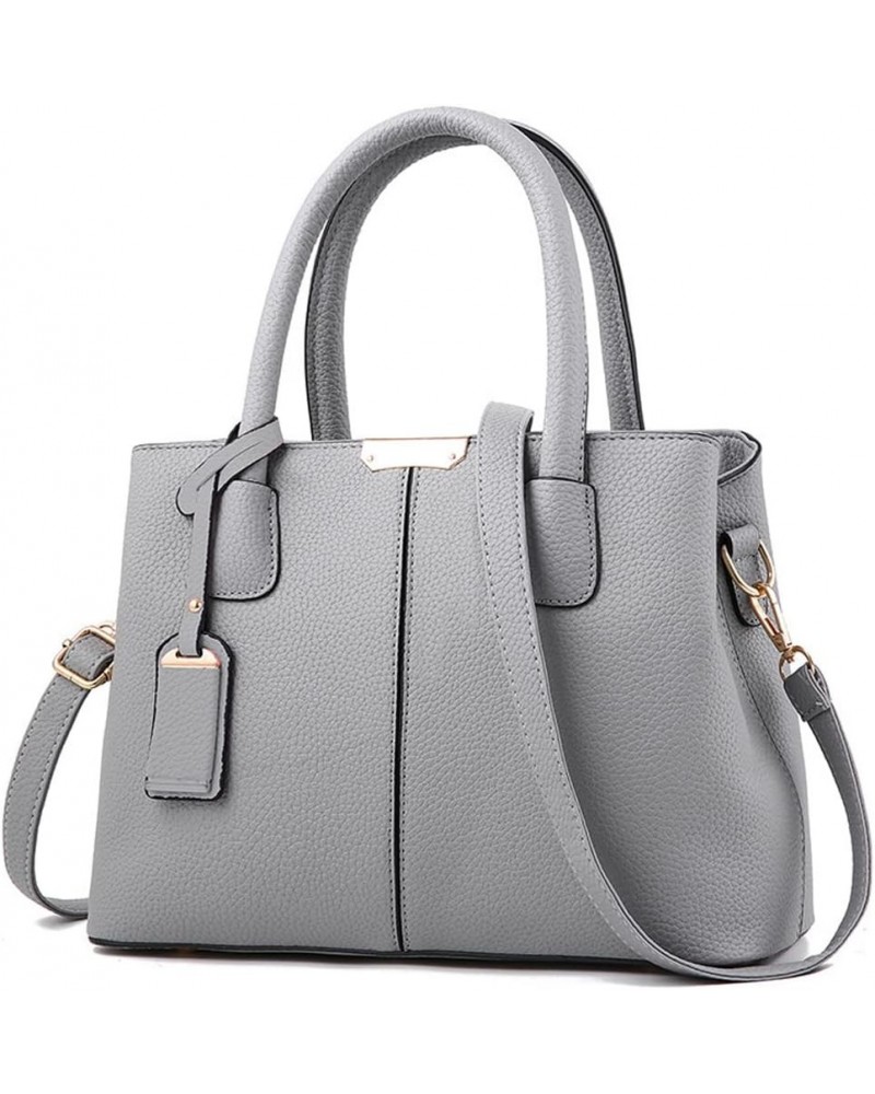 Women Handbag PU Leather Top Handle Handbag Simple Style Office Bag Shoulder Bag with Long Shoulder Strap-White Gray $41.22 T...