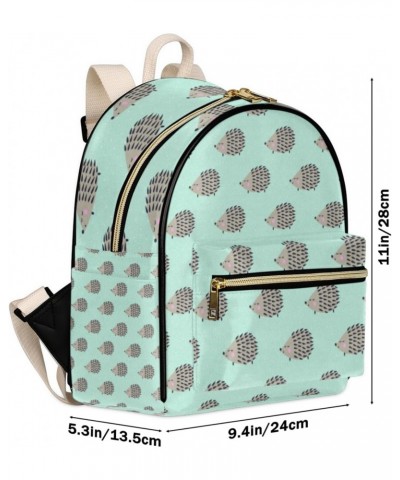 Cute Hedgehog Turquoise Cute Backpack Purse for Women Mini Daypacks Pu Leather Bookbag Water-resistnat Back Packs Anti Theft ...