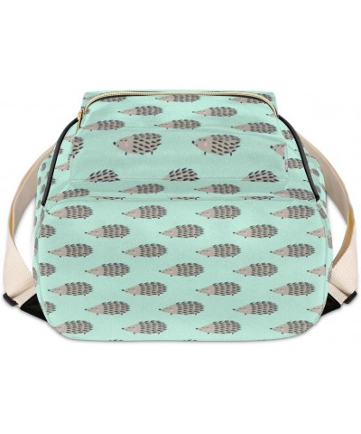 Cute Hedgehog Turquoise Cute Backpack Purse for Women Mini Daypacks Pu Leather Bookbag Water-resistnat Back Packs Anti Theft ...