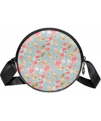 Encaustic Flower Crossbody Bag for Women Teen Girls Round Canvas Shoulder Bag Purse Tote Handbag Bag $11.75 Totes