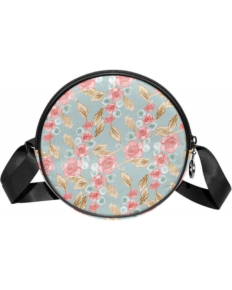 Encaustic Flower Crossbody Bag for Women Teen Girls Round Canvas Shoulder Bag Purse Tote Handbag Bag $11.75 Totes