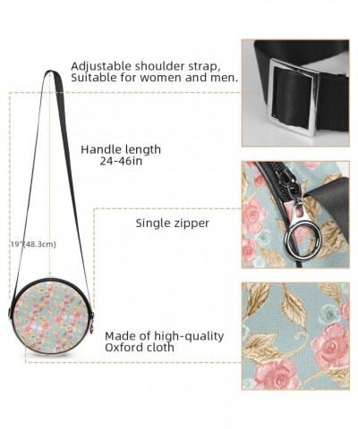 Encaustic Flower Crossbody Bag for Women Teen Girls Round Canvas Shoulder Bag Purse Tote Handbag Bag $11.75 Totes