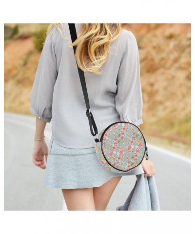 Encaustic Flower Crossbody Bag for Women Teen Girls Round Canvas Shoulder Bag Purse Tote Handbag Bag $11.75 Totes