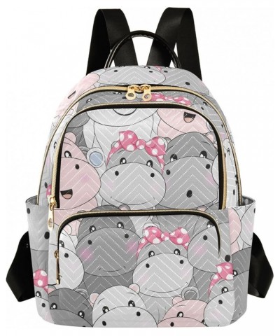 Mini Backpack Purse for Women Lightweight Girls Small Size Hippopotamus Cute Cartoon School Teens College Traveling Small $16...