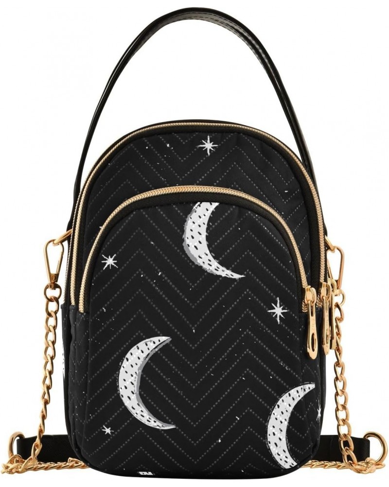 Moon Stars Crossbody Bag for Women Cell Phone Purse Wallet with Removable Chain Shoulder Handbag for Travel Phone Passport Wo...