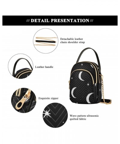 Moon Stars Crossbody Bag for Women Cell Phone Purse Wallet with Removable Chain Shoulder Handbag for Travel Phone Passport Wo...