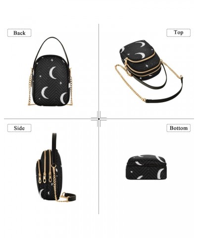 Moon Stars Crossbody Bag for Women Cell Phone Purse Wallet with Removable Chain Shoulder Handbag for Travel Phone Passport Wo...