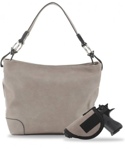 Lydia Concealed Carry Lock and Key Hobo Handbag Grey $31.85 Hobo Bags