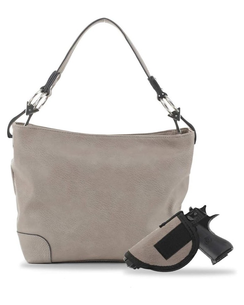 Lydia Concealed Carry Lock and Key Hobo Handbag Grey $31.85 Hobo Bags