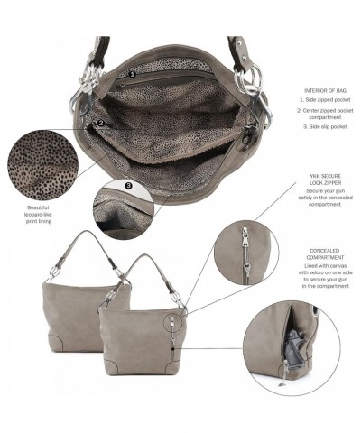 Lydia Concealed Carry Lock and Key Hobo Handbag Grey $31.85 Hobo Bags