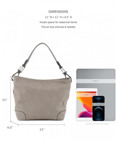 Lydia Concealed Carry Lock and Key Hobo Handbag Grey $31.85 Hobo Bags