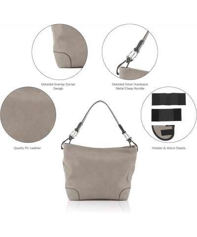 Lydia Concealed Carry Lock and Key Hobo Handbag Grey $31.85 Hobo Bags