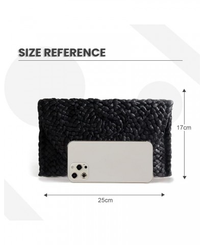 Women Straw Clutch Purse Handbag Straw Shoulder Bag Summer Beach Bag Woven Bag Envelope Purse Wallet Black $16.72 Totes