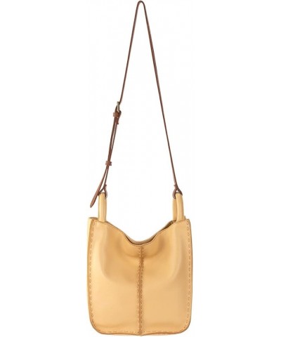 Los Feliz Crossbody Bag in Leather, Large, Unlined Purse with Single Adjustable Shoulder Strap Buttercup $50.82 Crossbody Bags