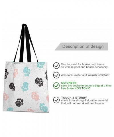 Handbags and Purse Colorful Cat Dog Paw Print for Women Tote Bag Large Capacity Top Kitty Kitten Footprint Storage Handle Sho...