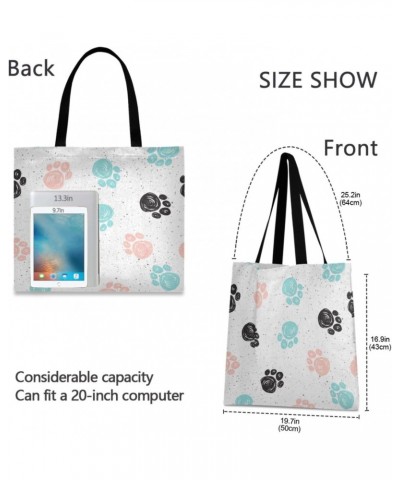 Handbags and Purse Colorful Cat Dog Paw Print for Women Tote Bag Large Capacity Top Kitty Kitten Footprint Storage Handle Sho...