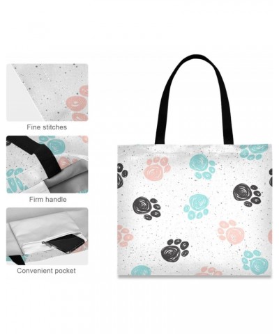 Handbags and Purse Colorful Cat Dog Paw Print for Women Tote Bag Large Capacity Top Kitty Kitten Footprint Storage Handle Sho...