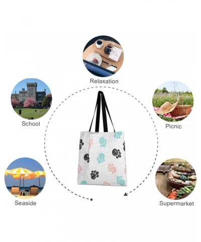 Handbags and Purse Colorful Cat Dog Paw Print for Women Tote Bag Large Capacity Top Kitty Kitten Footprint Storage Handle Sho...