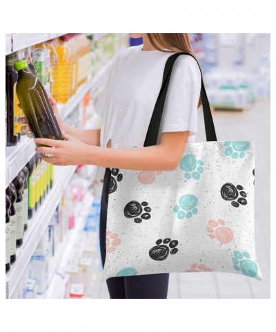 Handbags and Purse Colorful Cat Dog Paw Print for Women Tote Bag Large Capacity Top Kitty Kitten Footprint Storage Handle Sho...