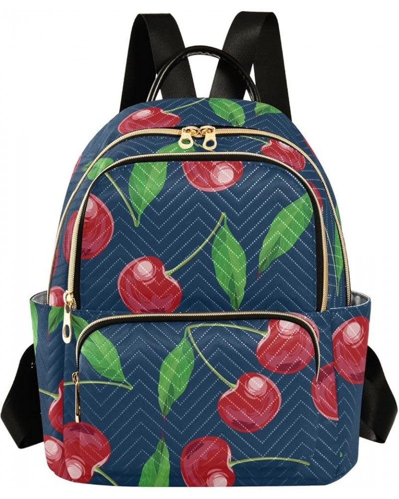 Beautiful Summer Cherries Women Backpack Purse Shoulder Bag Color Medium $17.81 Backpacks