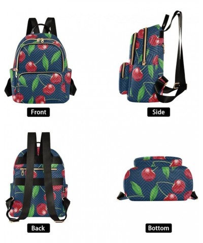 Beautiful Summer Cherries Women Backpack Purse Shoulder Bag Color Medium $17.81 Backpacks