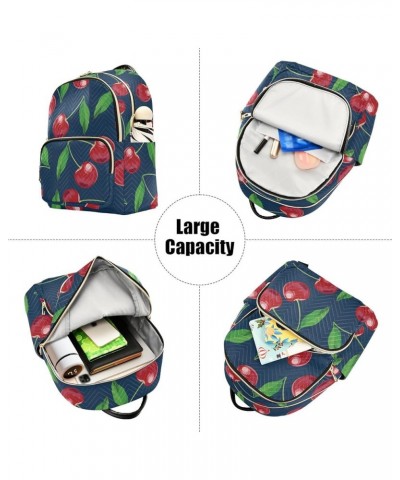 Beautiful Summer Cherries Women Backpack Purse Shoulder Bag Color Medium $17.81 Backpacks