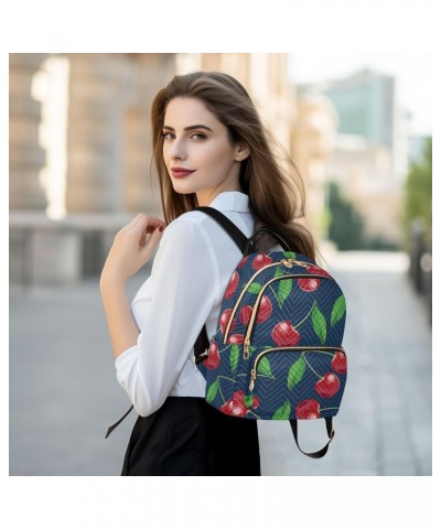 Beautiful Summer Cherries Women Backpack Purse Shoulder Bag Color Medium $17.81 Backpacks