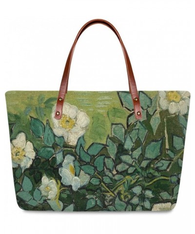 Women's Tote Shoulder Bags Van Gogh Art 3D Printed Top Handle Satchel Handbags Wild Roses $23.77 Totes