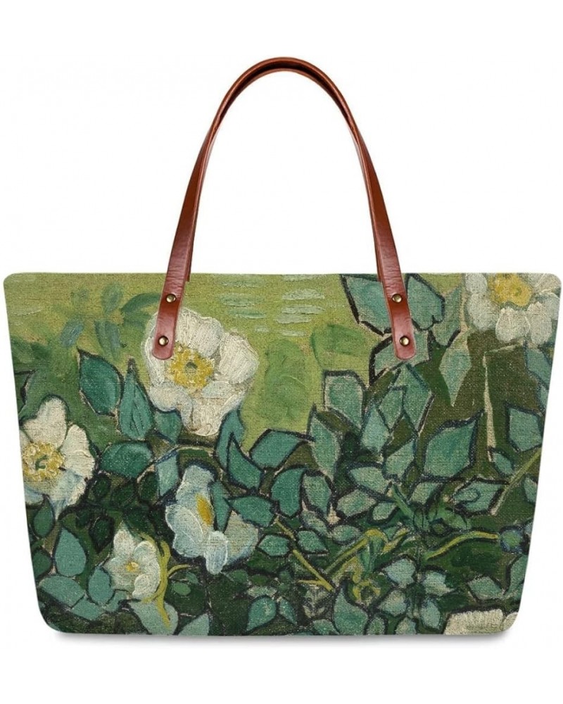 Women's Tote Shoulder Bags Van Gogh Art 3D Printed Top Handle Satchel Handbags Wild Roses $23.77 Totes