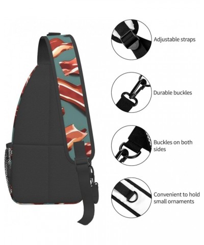 Colorful Musical Note Crossbody Bag Chest Shoulder Bag Small Casual Backpack Suitable For Women Men Hiking Streaky Bacon Patt...