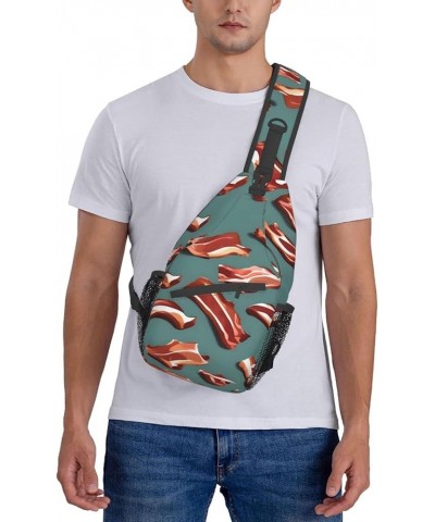 Colorful Musical Note Crossbody Bag Chest Shoulder Bag Small Casual Backpack Suitable For Women Men Hiking Streaky Bacon Patt...