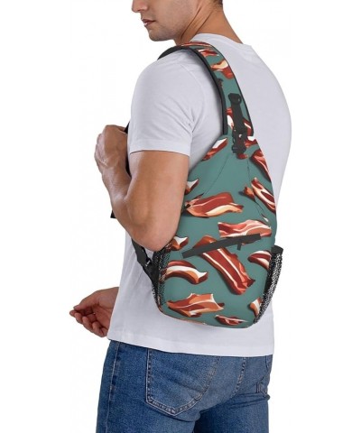 Colorful Musical Note Crossbody Bag Chest Shoulder Bag Small Casual Backpack Suitable For Women Men Hiking Streaky Bacon Patt...