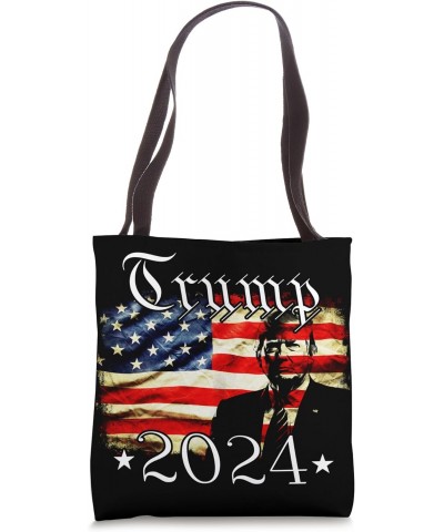 Donald Trump 2024 vintage American flag patriotic July 4th 3 Tote Bag $10.92 Totes