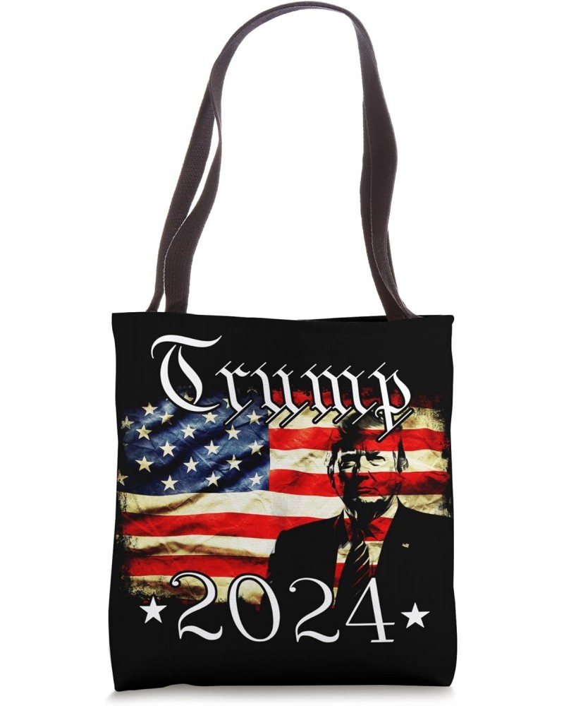 Donald Trump 2024 vintage American flag patriotic July 4th 3 Tote Bag $10.92 Totes