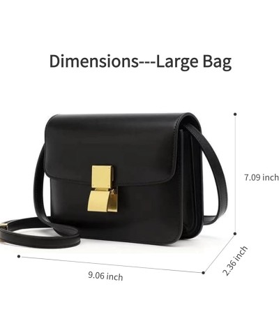 Square Crossbody Shoulder Bag for Women Fashion Leather Buckle Purse Cute Designer Ladies 2024 Casual Satchel Bag Large-black...