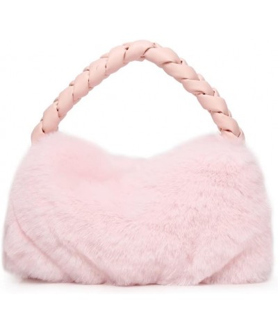 Fluffy Tote Handbag for Women, Faux Fur Purse Fuzzy Top Handle Handbag Furry Cute Bag Plush Clutch Purse Pink $11.72 Totes