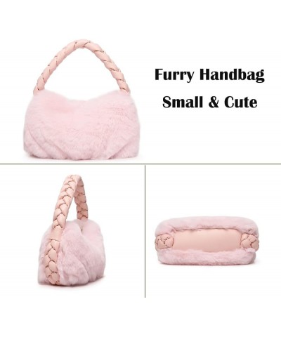 Fluffy Tote Handbag for Women, Faux Fur Purse Fuzzy Top Handle Handbag Furry Cute Bag Plush Clutch Purse Pink $11.72 Totes