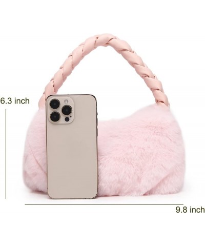 Fluffy Tote Handbag for Women, Faux Fur Purse Fuzzy Top Handle Handbag Furry Cute Bag Plush Clutch Purse Pink $11.72 Totes