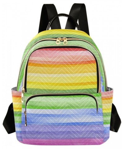 Rainbow Stripes Backpack for Women, Shoulder Bag Lightweight Mini Backpack Casual Daypack Back Pack Small(11.41'' x 6.1'' x 1...