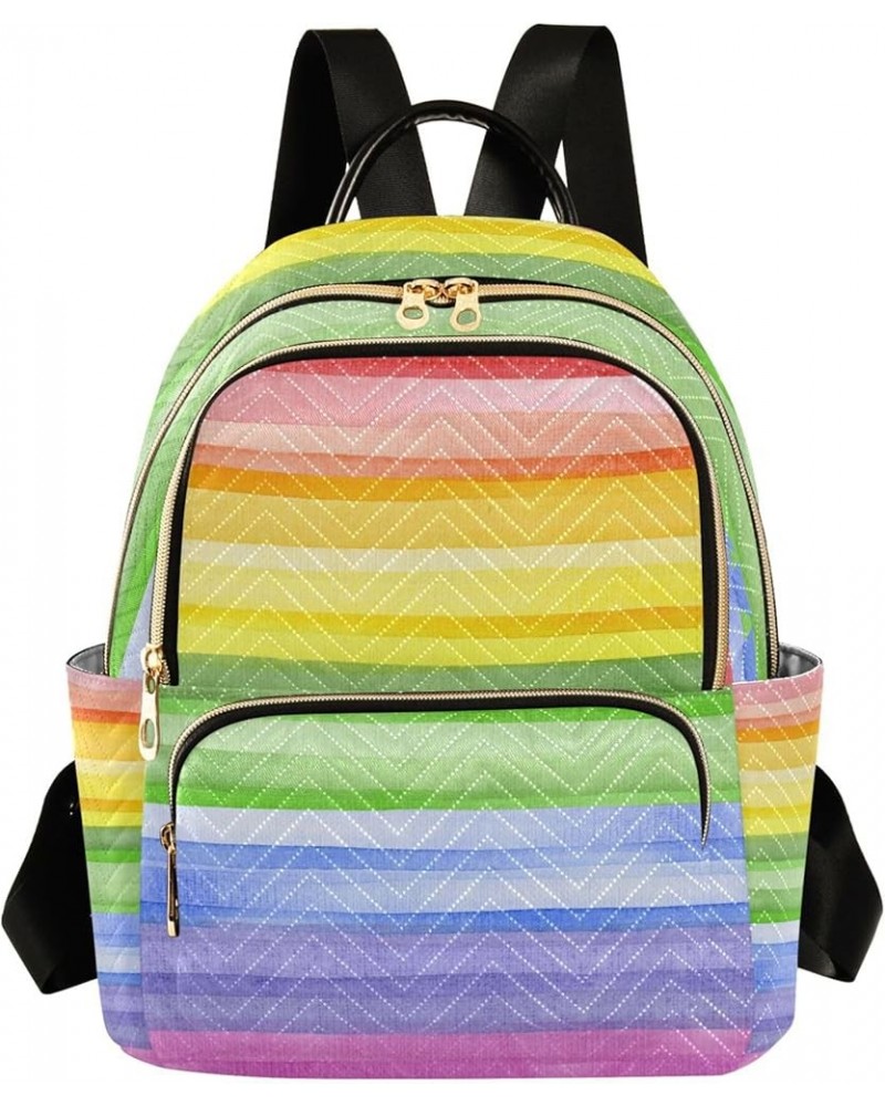 Rainbow Stripes Backpack for Women, Shoulder Bag Lightweight Mini Backpack Casual Daypack Back Pack Small(11.41'' x 6.1'' x 1...