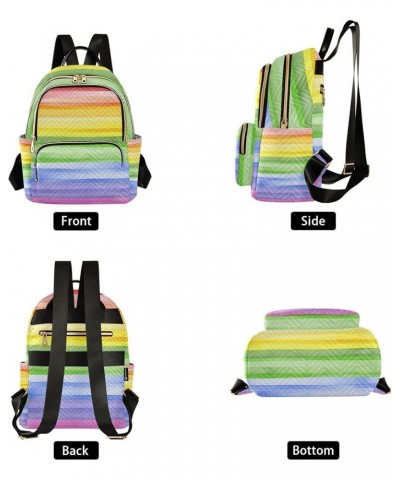 Rainbow Stripes Backpack for Women, Shoulder Bag Lightweight Mini Backpack Casual Daypack Back Pack Small(11.41'' x 6.1'' x 1...