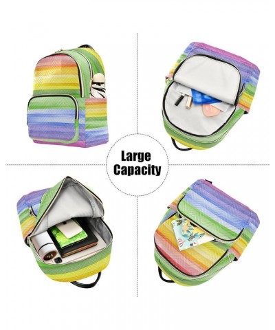 Rainbow Stripes Backpack for Women, Shoulder Bag Lightweight Mini Backpack Casual Daypack Back Pack Small(11.41'' x 6.1'' x 1...