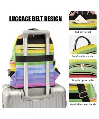 Rainbow Stripes Backpack for Women, Shoulder Bag Lightweight Mini Backpack Casual Daypack Back Pack Small(11.41'' x 6.1'' x 1...