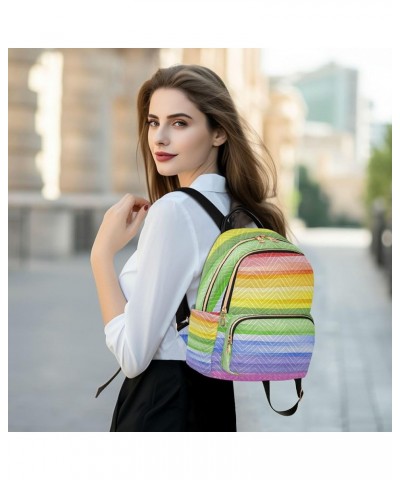 Rainbow Stripes Backpack for Women, Shoulder Bag Lightweight Mini Backpack Casual Daypack Back Pack Small(11.41'' x 6.1'' x 1...