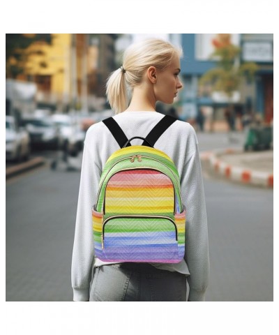 Rainbow Stripes Backpack for Women, Shoulder Bag Lightweight Mini Backpack Casual Daypack Back Pack Small(11.41'' x 6.1'' x 1...