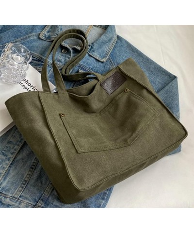 Women's Hobo Bag Canvas Shoulder Bag Large Totes Handbag Purse Shopping Commuting Top Handle Bag Green $15.26 Totes