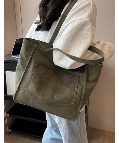 Women's Hobo Bag Canvas Shoulder Bag Large Totes Handbag Purse Shopping Commuting Top Handle Bag Green $15.26 Totes