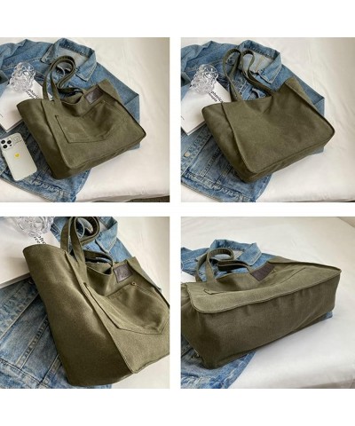 Women's Hobo Bag Canvas Shoulder Bag Large Totes Handbag Purse Shopping Commuting Top Handle Bag Green $15.26 Totes